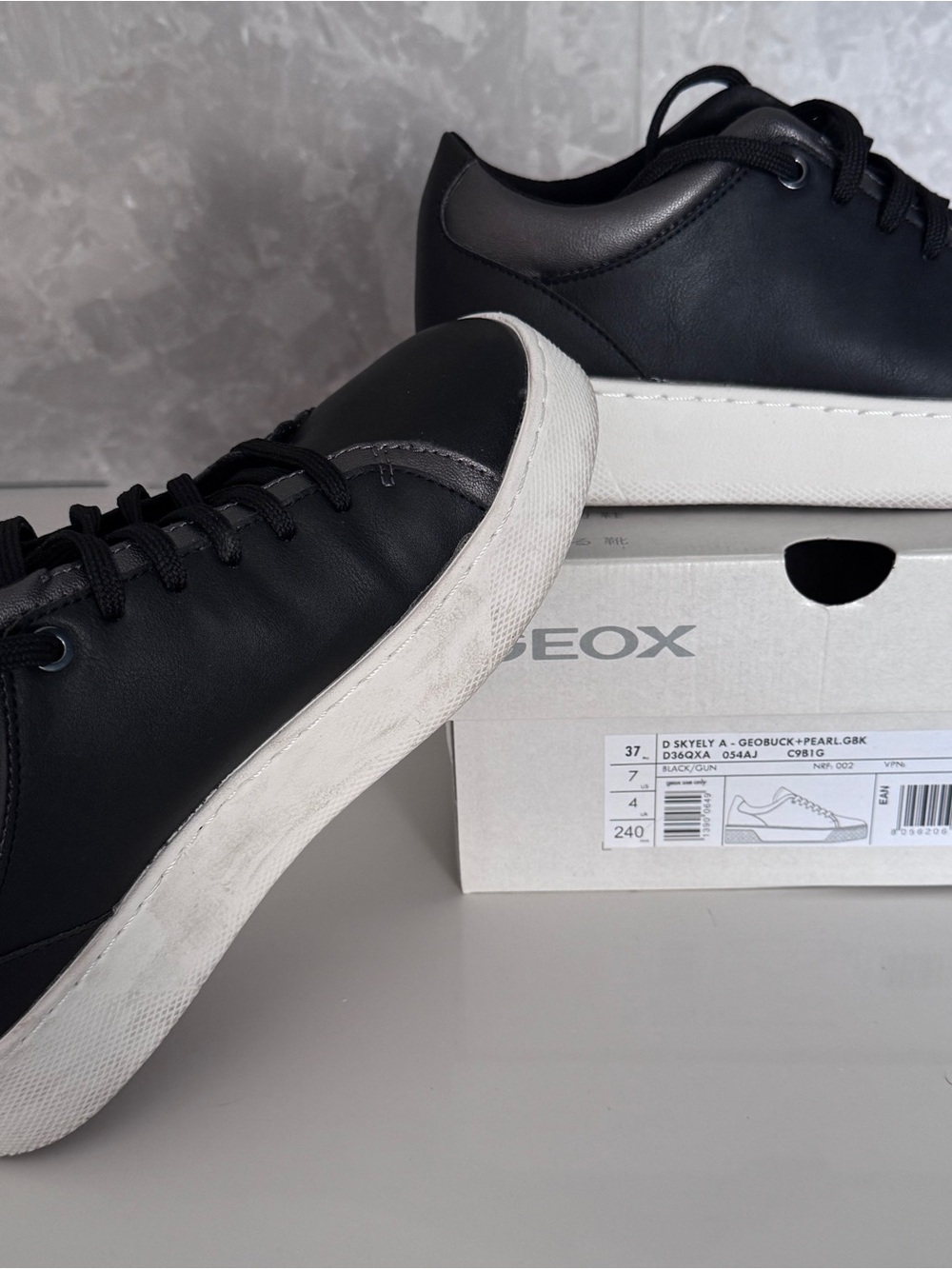 Geox Black Sneakers with White Sole